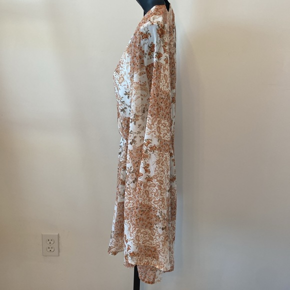 Pink Lily Romper Dressy Cream Green Rust Floral Paisley Print Medium - Picture 3 of 9